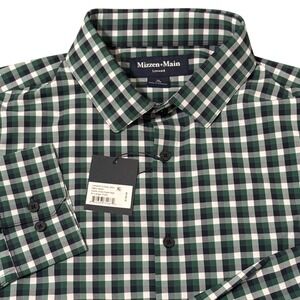 Mizzen Main Leeward Men's XL‎ Trim Hunter Green Dylan Plaid LS Dress Shirt